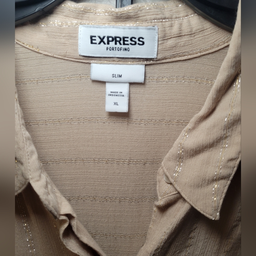 Express Lightweight Button Up Blouse With Sparkly… - image 3